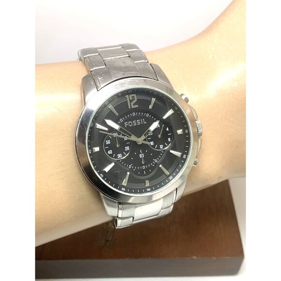 Fossil Men's Watch FS4532 Quartz Chronograph Black Dial Silver Steel 44mm USED - Picture 11 of 14